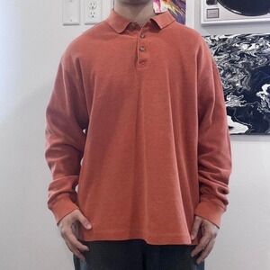 L.L. Bean Rust Orange Heavyweight Polo Long Sleeve XL Old Money Preppy